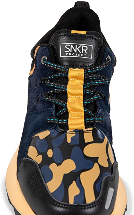 SNKR PROJECT Men’s Duane Sneaker  Color Navy Yellow Size 10.5M