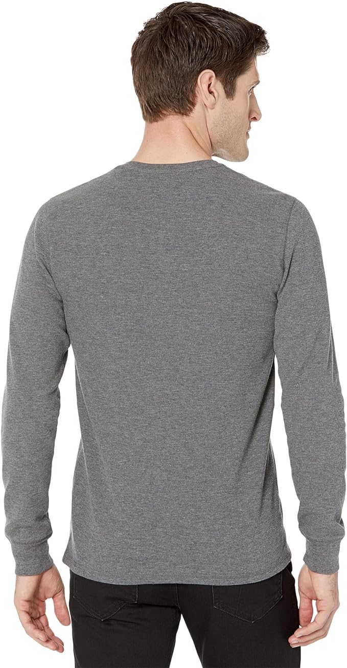 Polo Ralph Lauren Men's Waffle-Knit Long Sleeve T-Shirt  Color Charcoal Heather/Antique Cream Size L