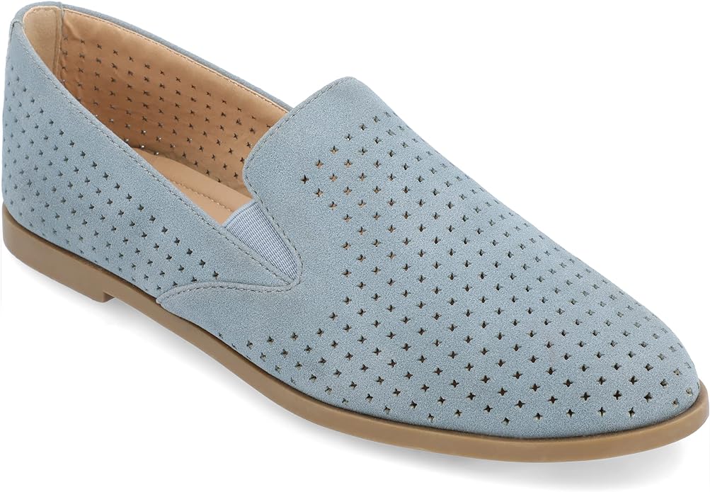 Journee Collection Women's Lucie Slip On Almond Toe Loafer Flats  Color Blue Size 7M