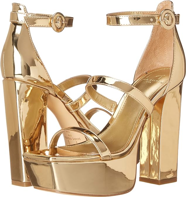 Marc Fisher Women's Frita Platform Heeled Sandal  Color Gold Size 8.5M