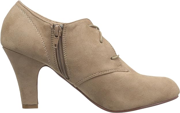 Journee Collection Women's Leona High Heel Lace-up Faux Suede Pumps  Color Taupe Size 7W