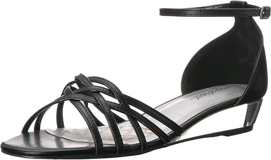 Easy Street Women's Tarrah Crossover Wedge Sandals  Color Black Size 7W