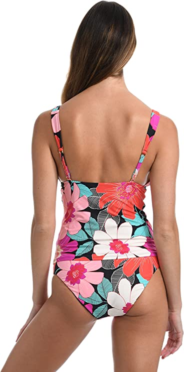 La Blanca Knot-Trim Tankini Top  Color Full Bloom Floral Multi Size 8