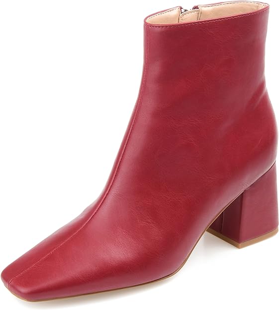 Journee Collection Women's Haylinn Square Toe Block Heel Booties  Color Brick Size 9M