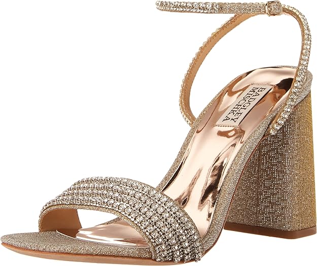 Badgley Mischka Women's Becca Heeled Sandal  Color Platino Textile Size 8.5