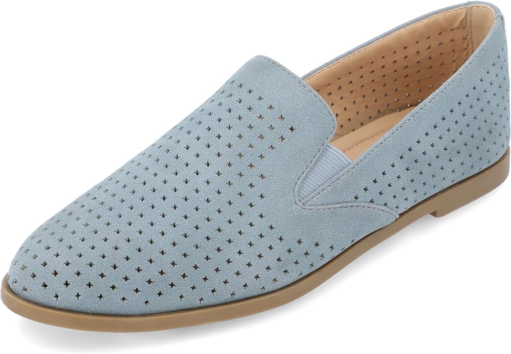 Journee Collection Women's Lucie Slip On Almond Toe Loafer Flats  Color Blue Size 7M