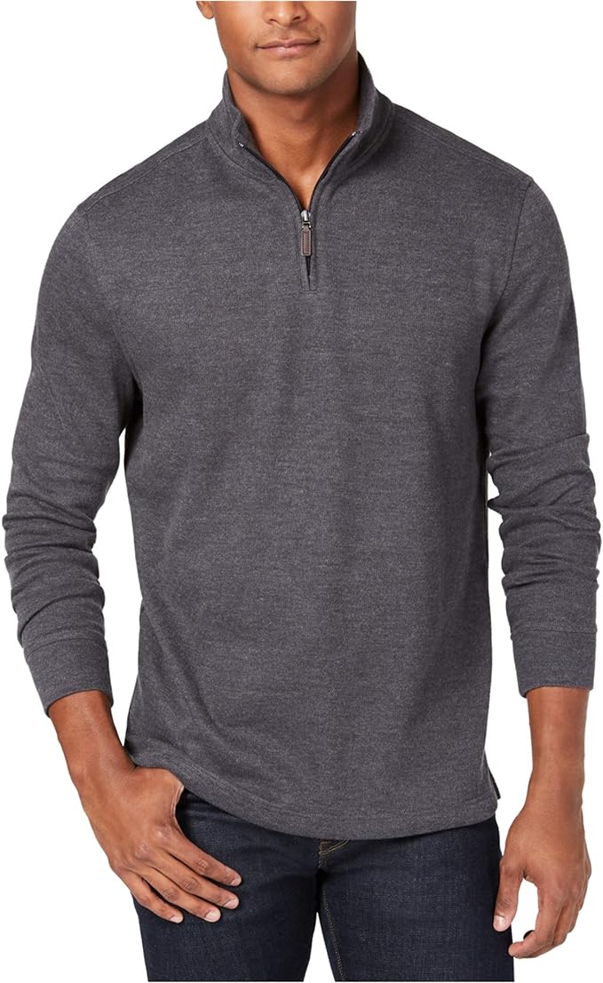 Club Room Men's Quarter-Zip Pullover Sweater  Color Dark Gray Size 3XL