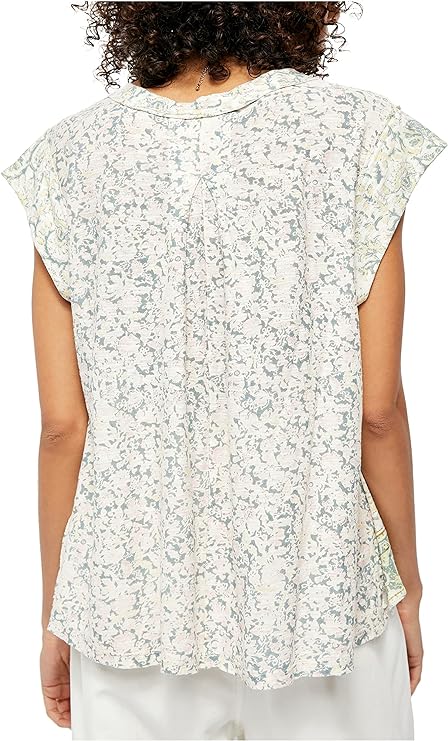 Free People Women's Printed Hi-Low T-Shirt  Color Ivory Size M