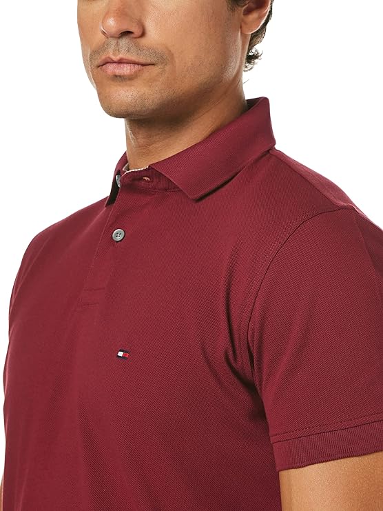 Tommy Hilfiger Men's Classic Fit Mesh 1985 Polo Shirt  Color Wine Size L