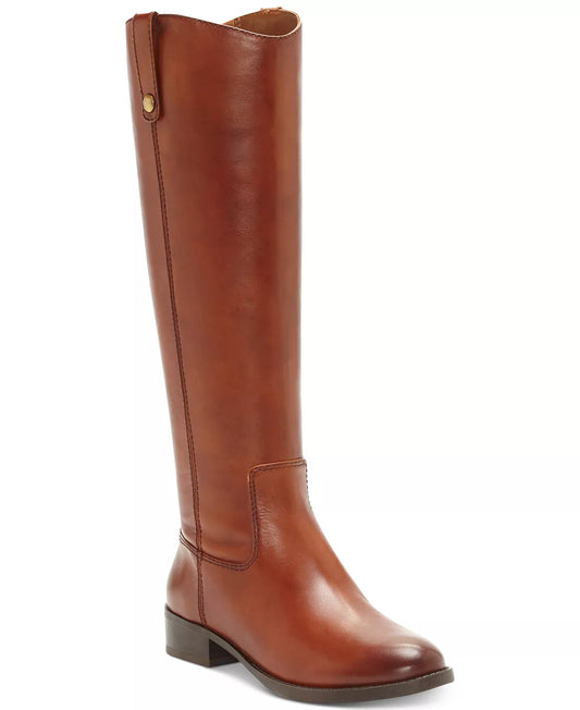 INC International Concepts Women's Fawne Wide-Calf Riding Boots  Color Cognac Leather Size 9.5M