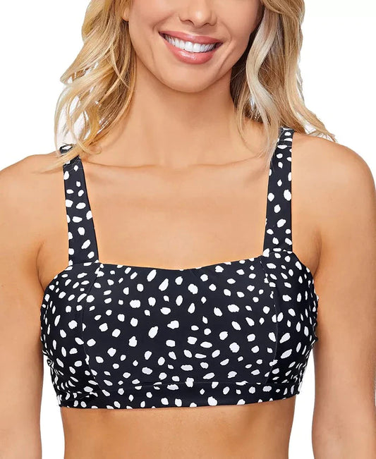 Island Escape Printed Costa Rica Underwire Bikini Top  Color Black/White Size 8