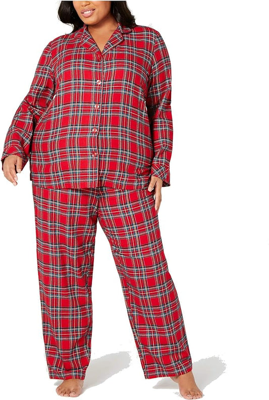 Family Pajamas Women's Plus Size Cotton Plaid Pajama Set  Color Brinkley Plaid Size 1X