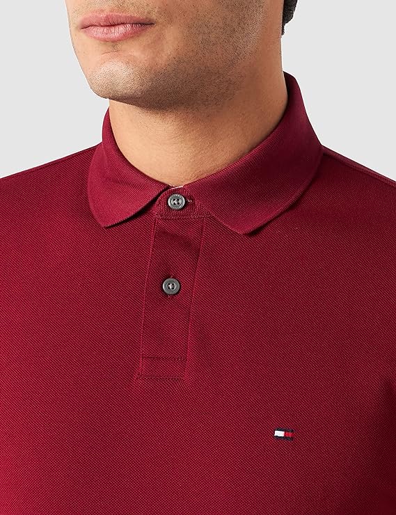 Tommy Hilfiger Men's Classic Fit Mesh 1985 Polo Shirt  Color Wine Size L