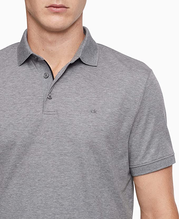 Calvin Klein Men's Liquid Touch Polo Shirt  Color Medium Gray Heather Size L