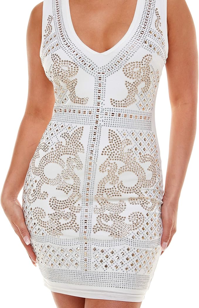 Bebe Juniors Studded Bodycon Mini Dress  Color White Size XL