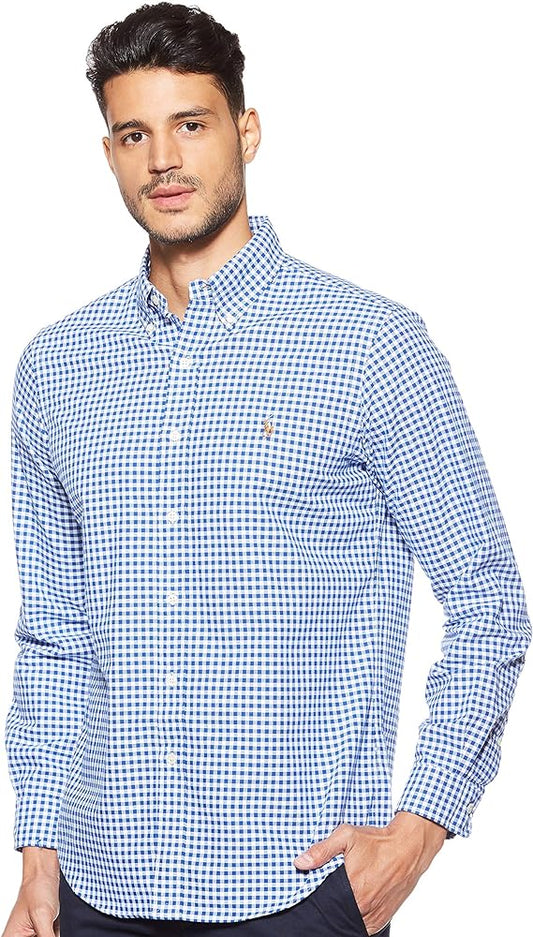 Polo Ralph Lauren Men's Gingham Oxford Shirt  Color Blue/White Check Size L