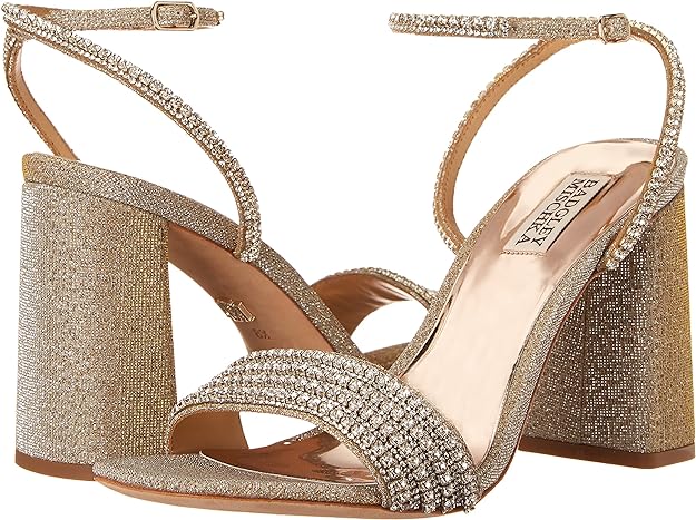 Badgley Mischka Women's Becca Heeled Sandal  Color Platino Textile Size 8.5