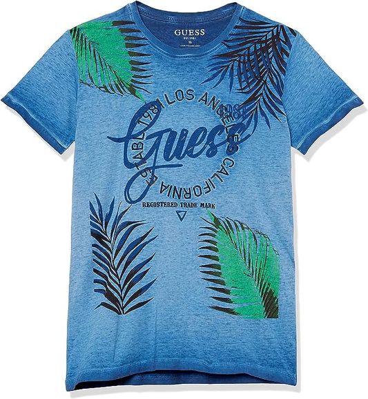 GUESS Boys' Embroidered Logo Washed Jersey T-Shirt  Color Thai Sapphire Size 18