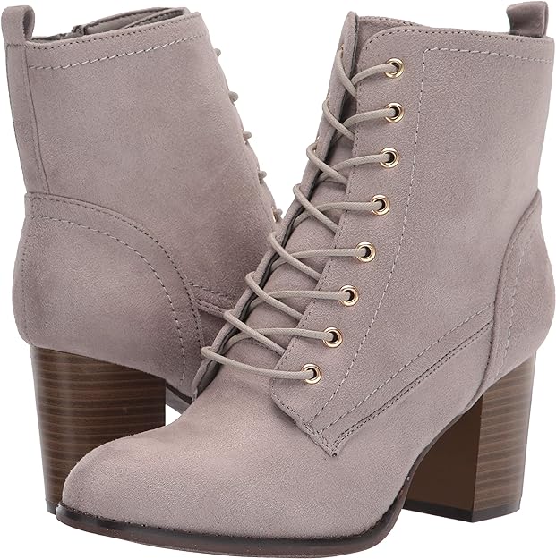 Journee Collection Women's Baylor Faux Suede Ankle Boots  Color Gray Size 8.5M