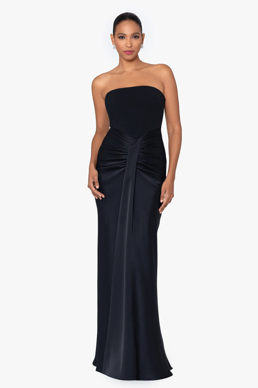 Betsy & Adam Women's Ruched Strapless Gown  Color Black Size 14