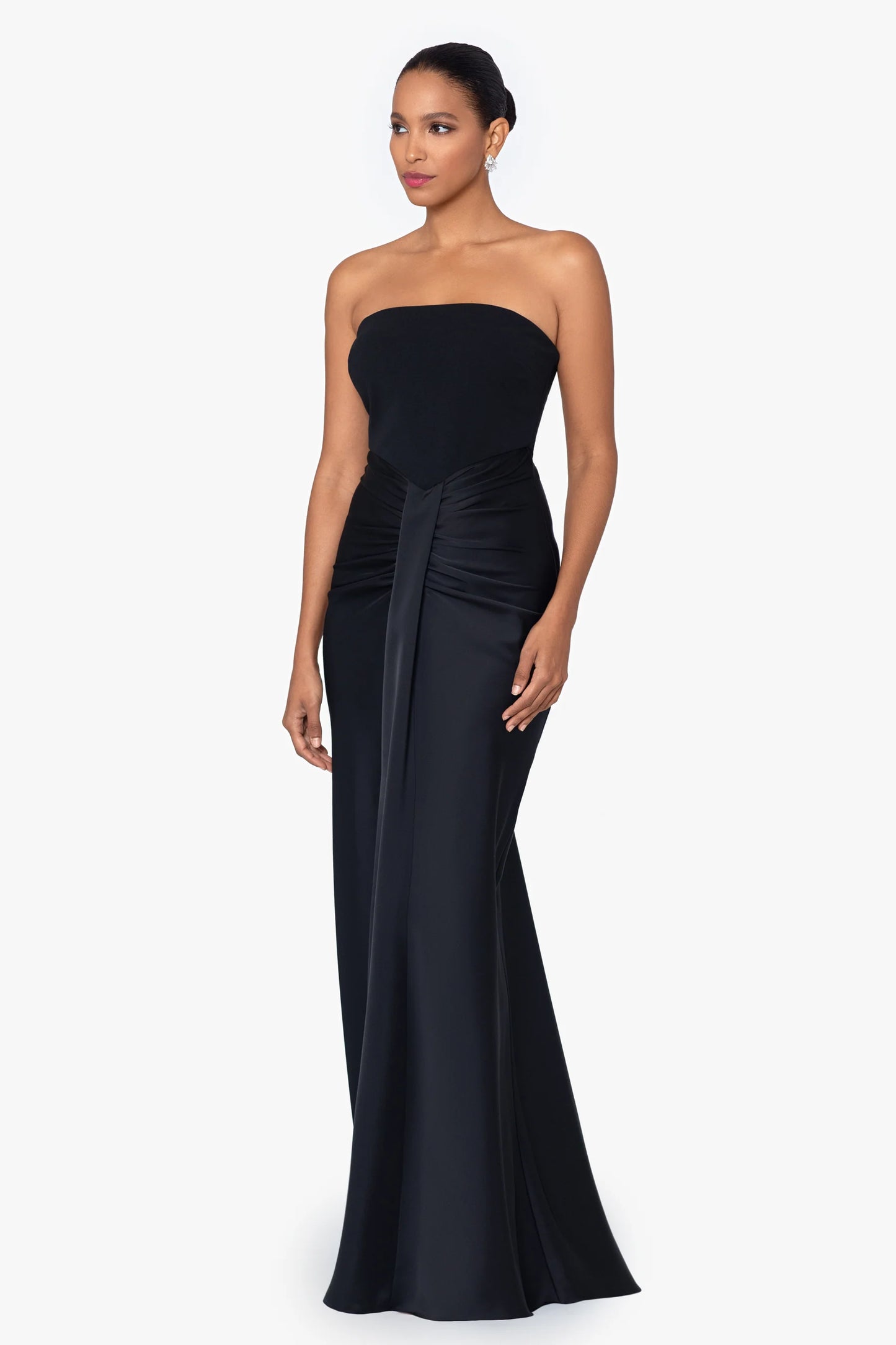 Betsy & Adam Women's Ruched Strapless Gown  Color Black Size 14