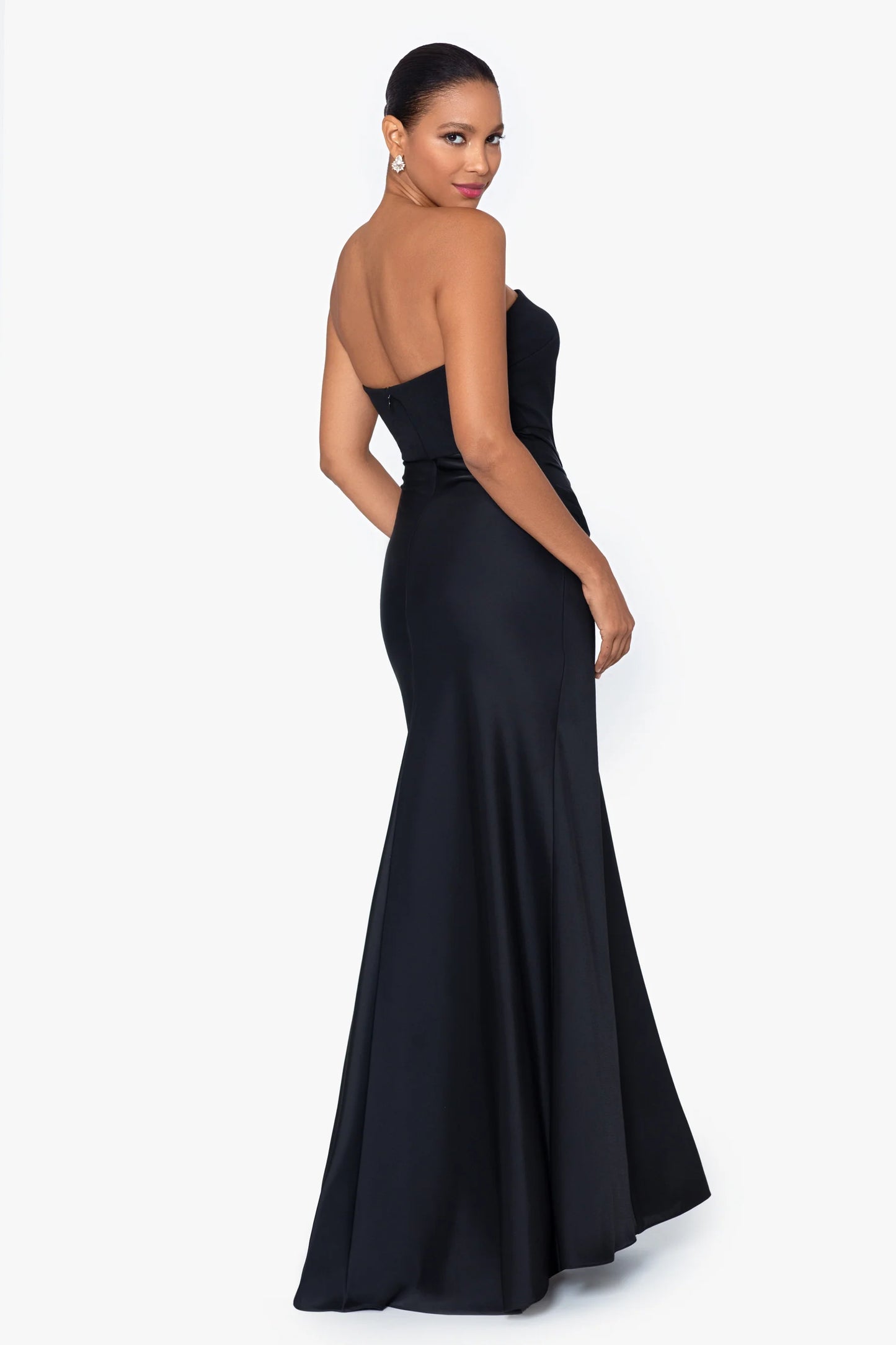 Betsy & Adam Women's Ruched Strapless Gown  Color Black Size 14