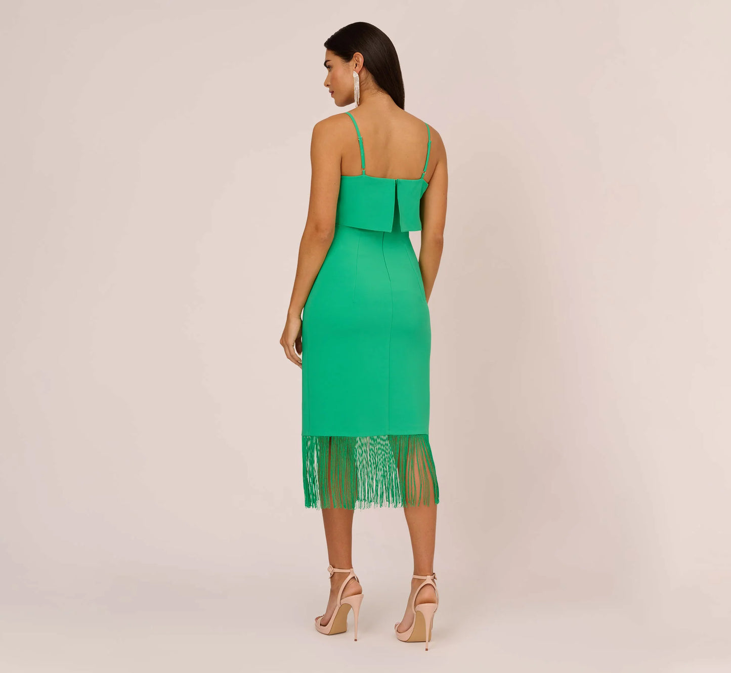 Adrianna by Adrianna Papell Fringed-Hem Midi Sheath Midi Dress  Color Summer Green Size 10