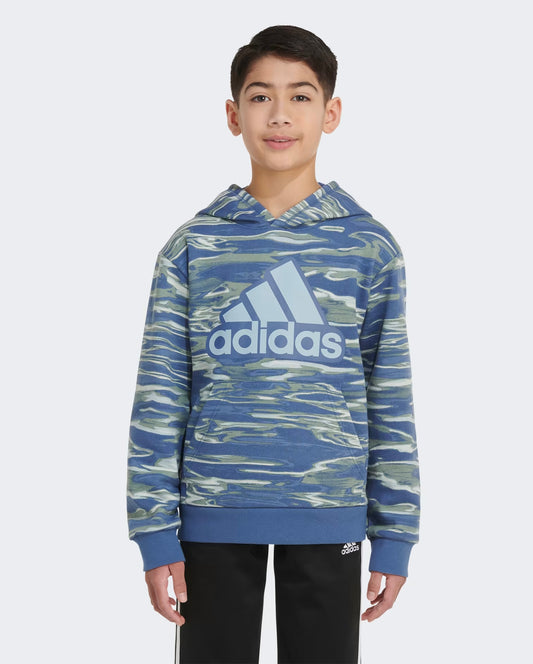 Adidas Boys' Allover Print Liquid Camo Pullover Hoodie  Color Crew Blue Size M (10/12)