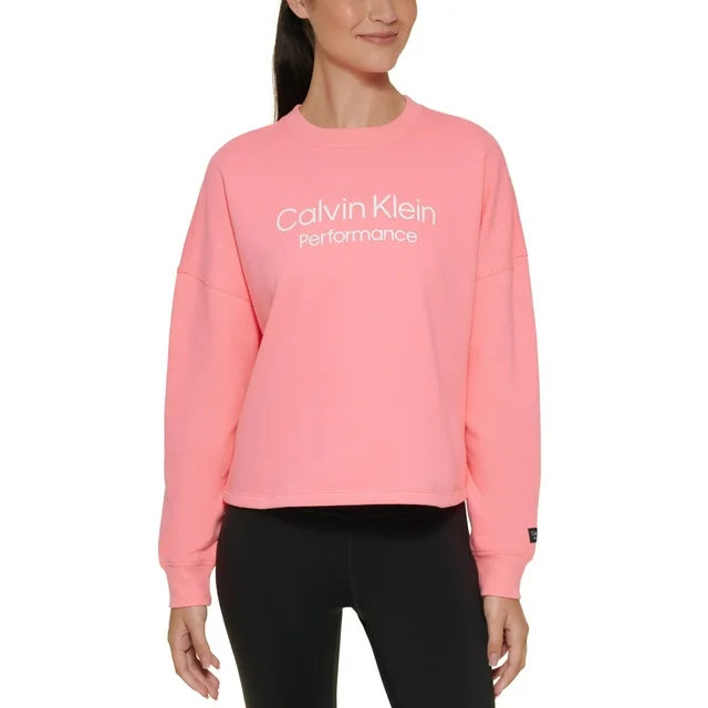 Calvin Klein Jeans Women's Stacked Logo Cropped Sweatshirt  Color Pink Size S