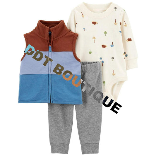 Carters Baby Boys 3-Piece Striped Little Vest Set  Multicolor 3 months