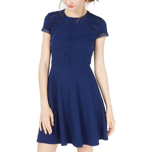 City Studio Textured Fit & Flare Cocktail Dress  Color New Navy Size S