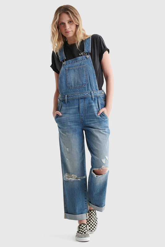 Lucky Brand Women's Denim Boyfriend Overall  Color Mercury Dest Size S