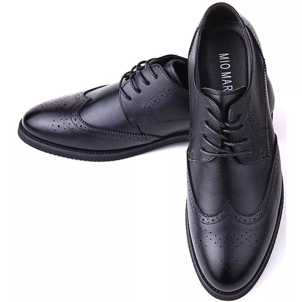 Mio Marino Men's Speckled Wingtip Laced Dress Shoes  Color Black Size 10.5M