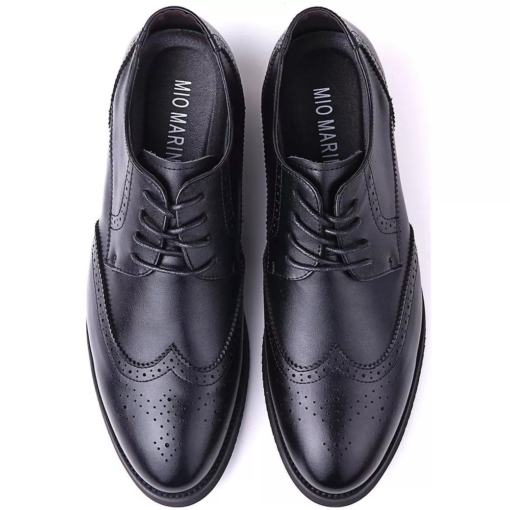 Mio Marino Men's Speckled Wingtip Laced Dress Shoes  Color Black Size 10.5M