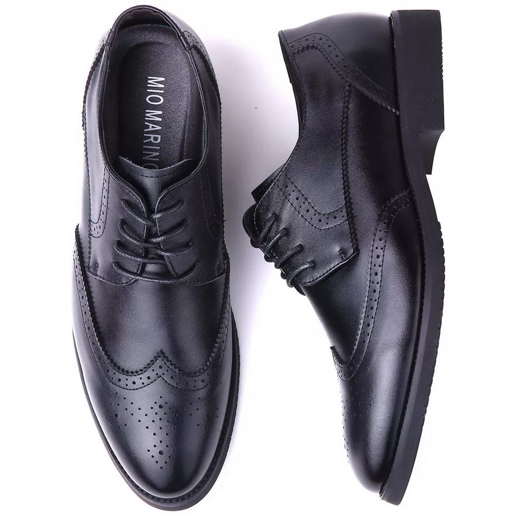 Mio Marino Men's Speckled Wingtip Laced Dress Shoes  Color Black Size 10.5M