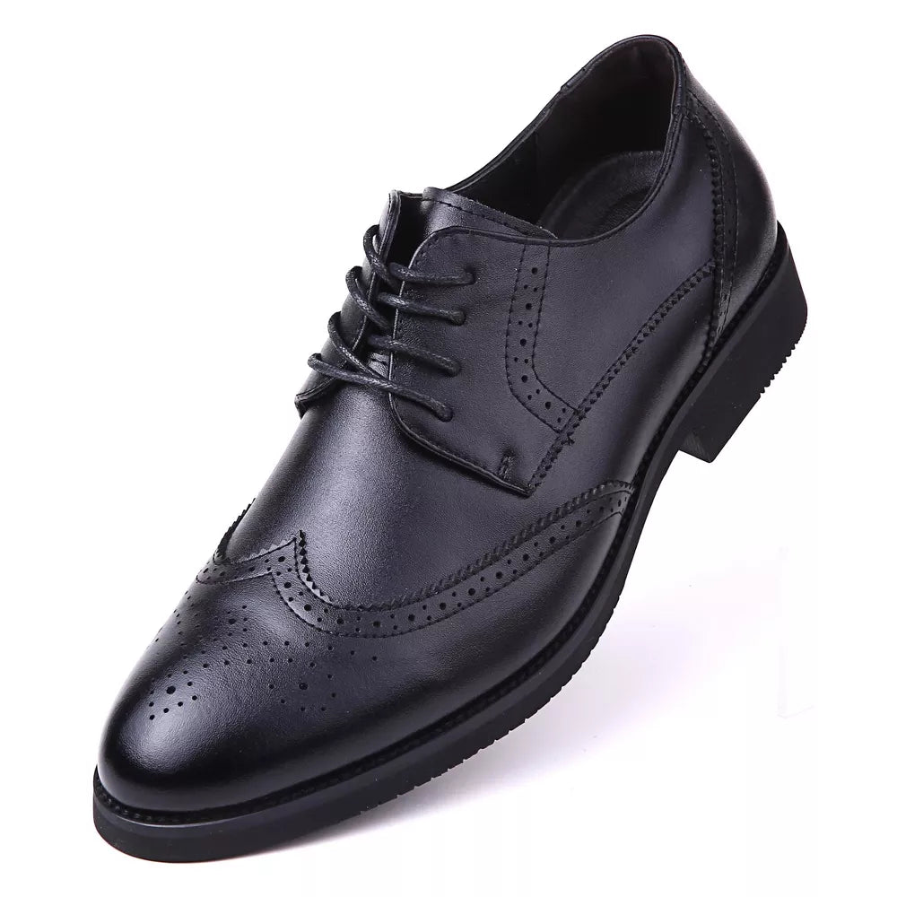 Mio Marino Men's Speckled Wingtip Laced Dress Shoes  Color Black Size 10.5M