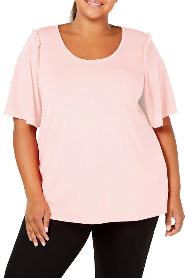 Hue Women's Bell Ruffled-Sleeve Sleep Top  Color Pink Size XL