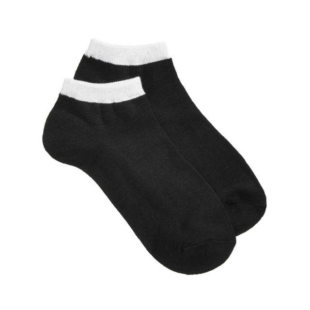 INC International Concepts Women's Contrast Trim Knit Ribbed Ankle Socks  Color Black One Size