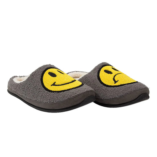 Deer Stags Men's Smiley Face Memory Foam Slippers  Color Charcoal Size 10