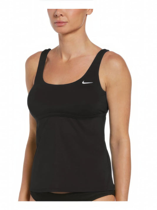 NIKE Stretch Scoop Neck Tankini Top  Color Black Size M