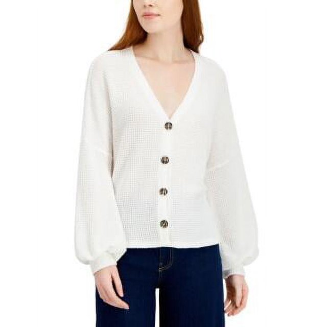 Hooked Up by IOT Juniors Blouson-Sleeve Cardigan  Color White Size XL