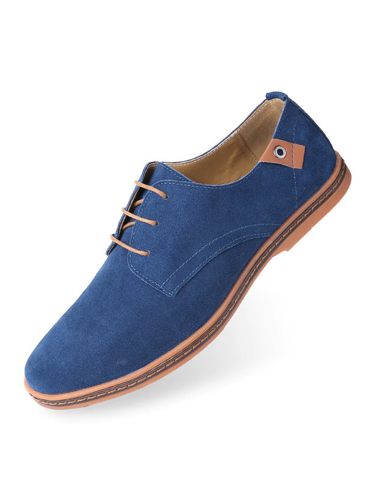 Mio Marino Men's Classic Suede Derby Shoes  Color Navy  Size 8.5M