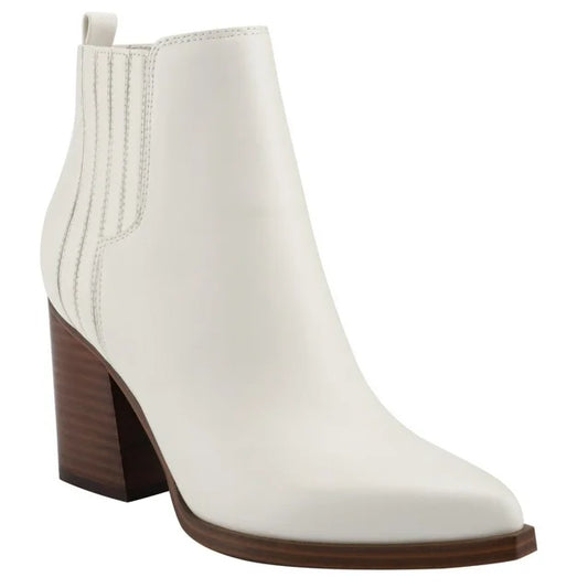 Marc Fisher Women's Matter Block Heel Booties  Color Ivory Leather Size 9.5M