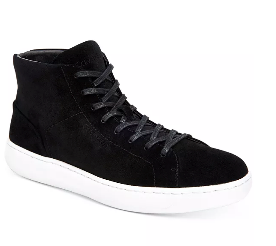 Calvin Klein Men's Frey High-Top Suede Fashion Sneakers  Color Black Size 13M