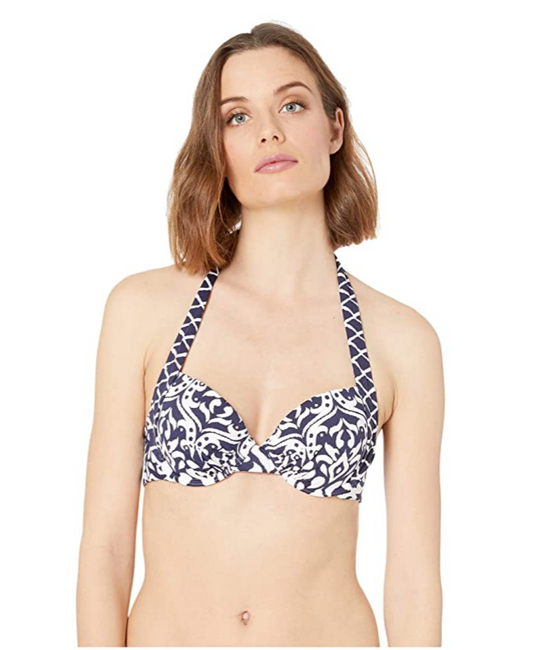 Tommy Bahama Ikat Diamonds Underwire Full Coverage Molded Cup Bra Top  Color Mare Navy Size 34C