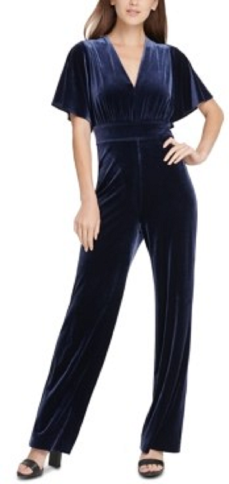 DKNY Women’s Velvet Flutter Sleeve Jumpsuit  Color Midnight Blue Size 10