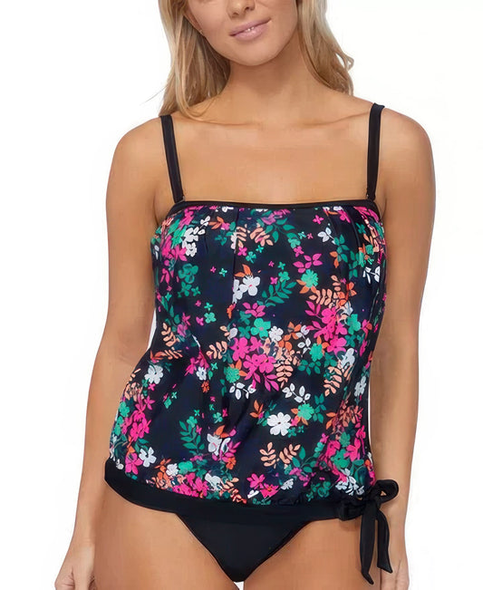 Island Escape Dahlia Floral Coral Gables Tankini Top  Color Black Size 6