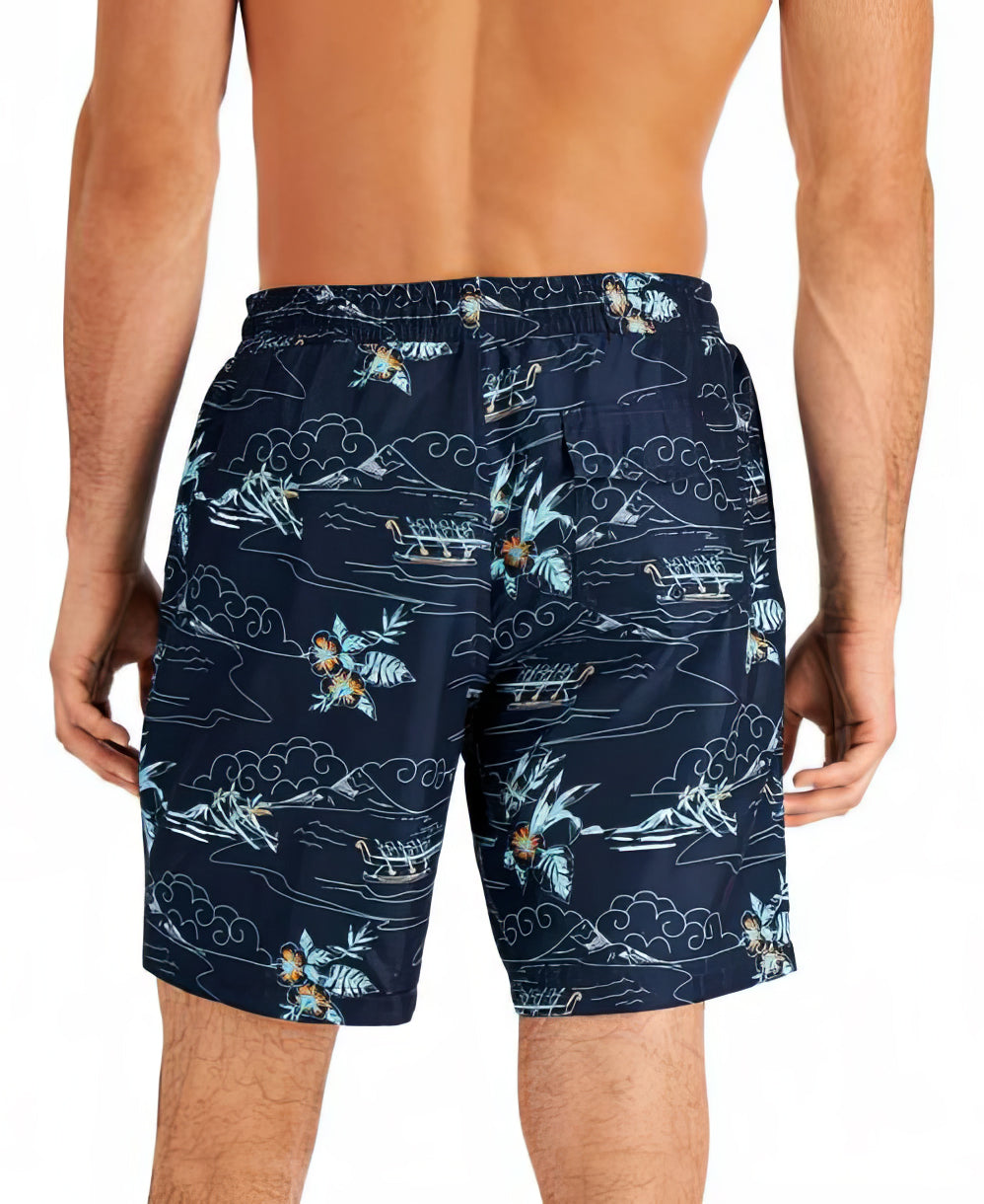 Club Room Men's Island Scene Swimsuit Trunks  Color Blue Size S