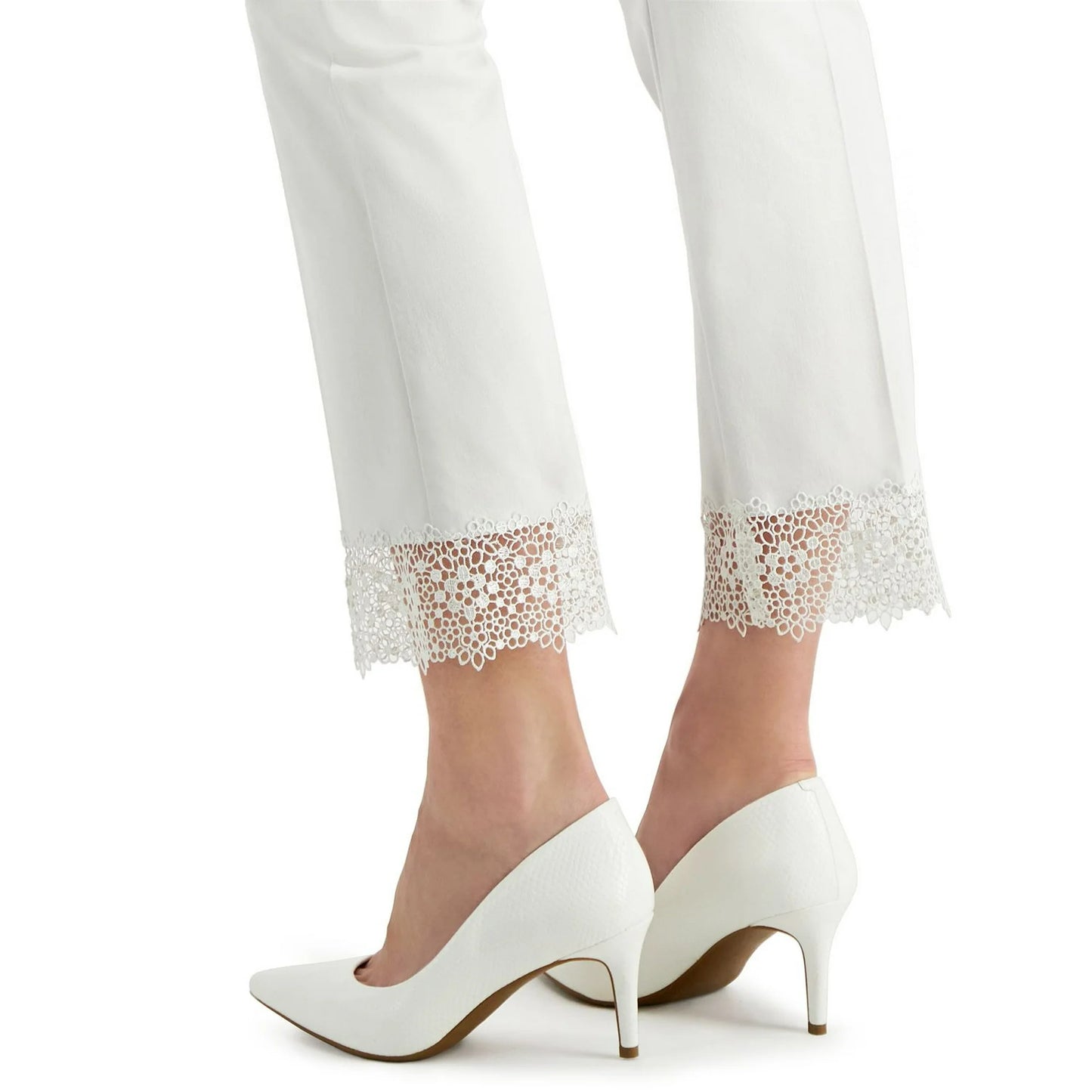 Alfani Women's Lace-Hem Ankle Pants  Color Soft White Size 4