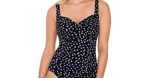 SWIM SOLUTIONS Galactica One-piece Twist Corset Swimsuit  Color Black Size 14